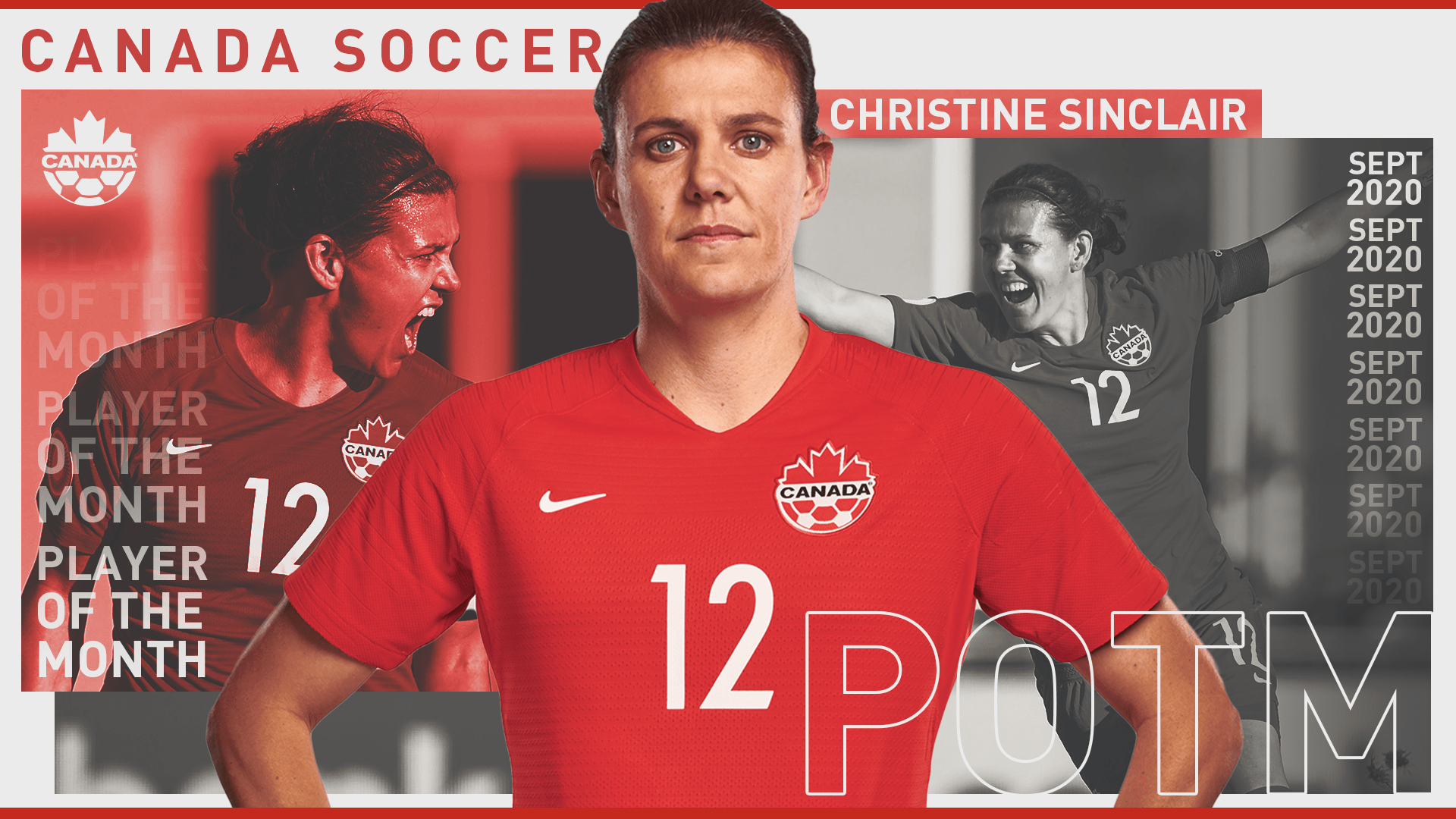 Christine Sinclair, Player of the Month